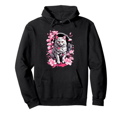 Anime Cat Japanese Vaporwave Hoodie - Streetwear Style for Adults - T-Shirt, Sweatshirt, Hoodie