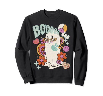 Hippie Floral Groovy Ghost Boo Jee Sweatshirt - Custom Art Print Unisex - T-Shirt, Sweatshirt, Hoodie
