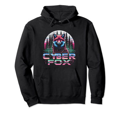 Cyber Fox Sunset Vaporwave Aesthetic Hoodie - Custom Art Print Unisex - T-Shirt, Sweatshirt, Hoodie