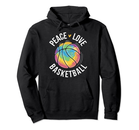Peace Love Basketball Hoodie - Aesthetic Graphic for Adults - T-Shirt, Sweatshirt, Hoodie