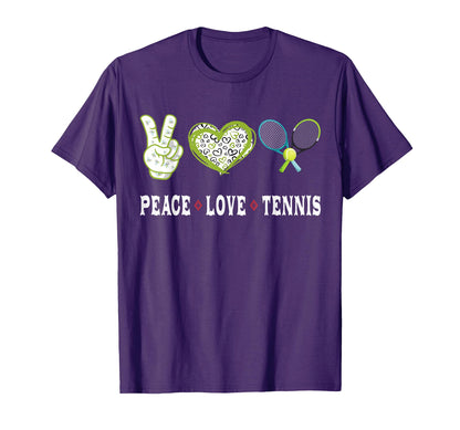 Tennis Lovers Player Fans Peace Love T-Shirt - Minimalist Print Men Women - T-Shirt, Sweatshirt, Hoodie