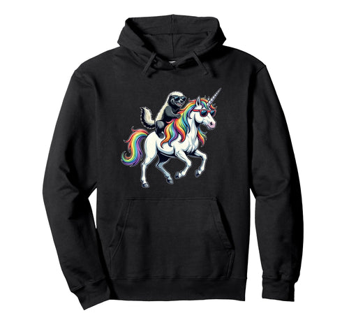 Funny Honey Badger Riding Unicorn Hoodie - Unique Graphic for Adults - T-Shirt, Sweatshirt, Hoodie