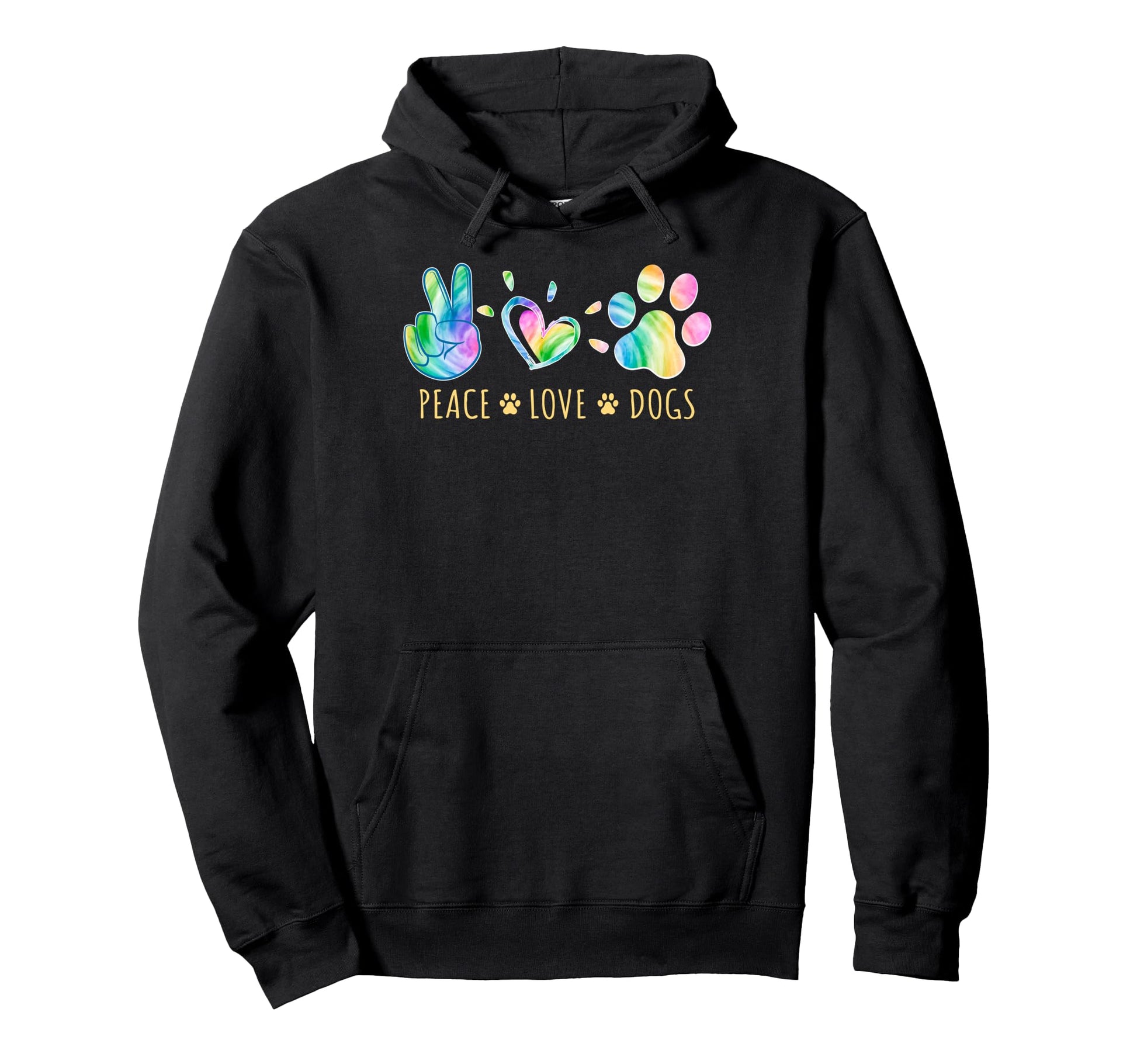 Peace Love Dogs Tie Dye Pet Lover Hoodie - Aesthetic Graphic Men Women - T-Shirt, Sweatshirt, Hoodie