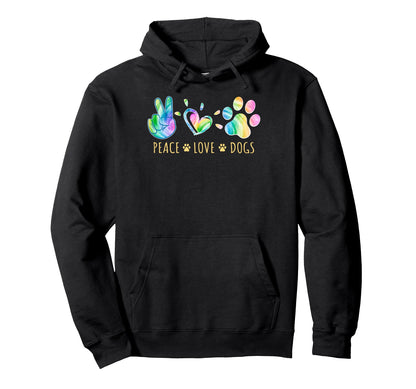 Peace Love Dogs Tie Dye Pet Lover Hoodie - Aesthetic Graphic Men Women - T-Shirt, Sweatshirt, Hoodie