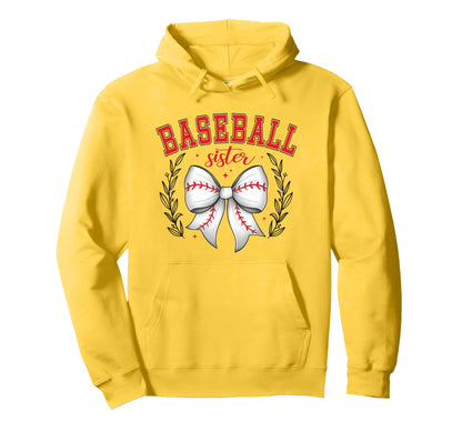 Baseball Sister Coquette Bow Cheer Hoodie - Custom Art Print Men Women - T-Shirt, Sweatshirt, Hoodie