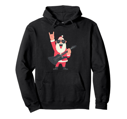 Rock N Roll Santa Electric Guitar Hoodie - Aesthetic Graphic for Adults - T-Shirt, Sweatshirt, Hoodie