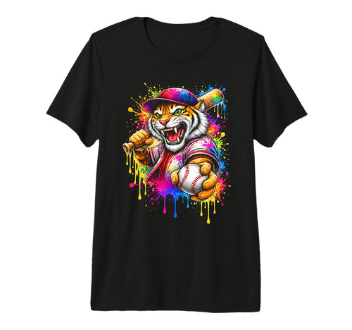 Fierce Tiger Baseball Player Paint T-Shirt - Streetwear Style for Adults - T-Shirt, Sweatshirt, Hoodie