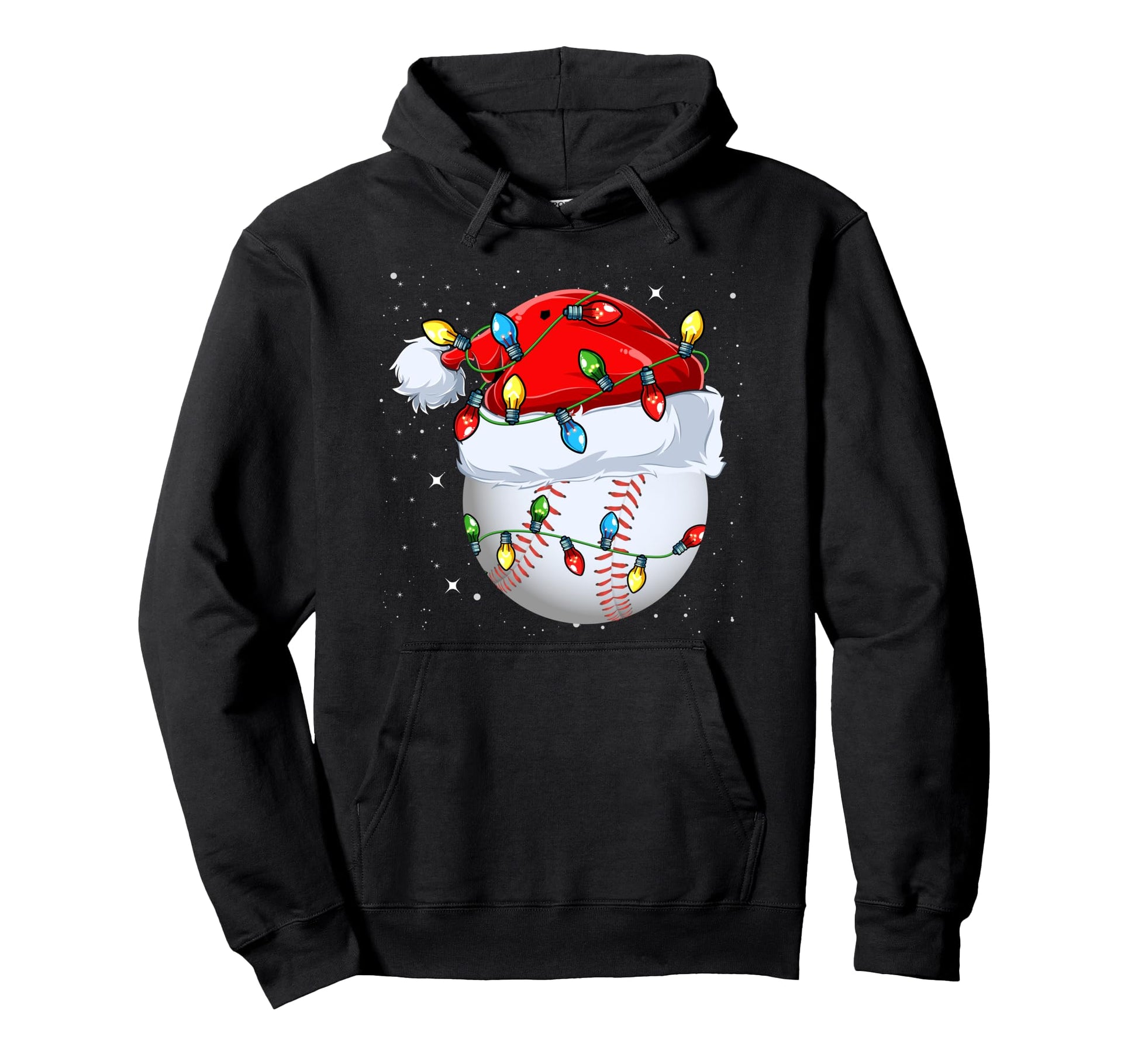 Funny Santa Hat Sport Lover Baseball Hoodie - Graphic Print Men Women - T-Shirt, Sweatshirt, Hoodie