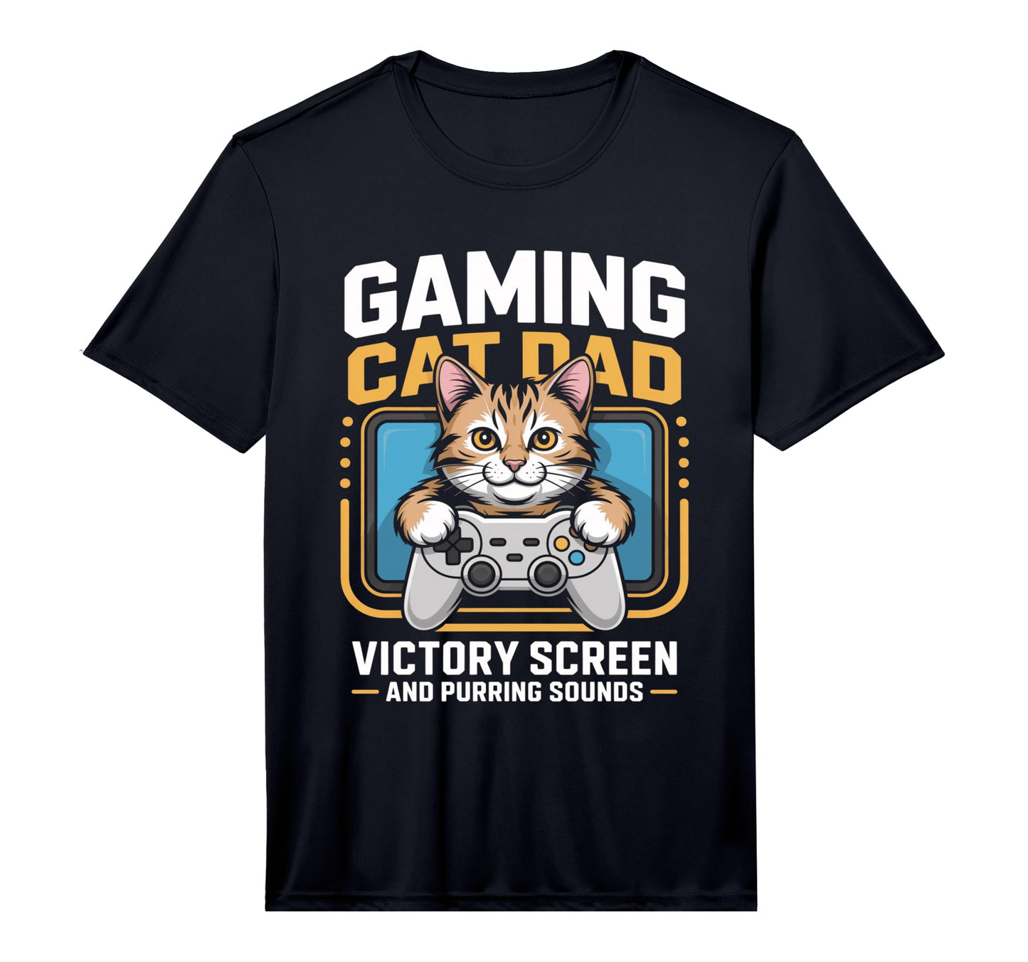 Mens Gaming Cat Dad Victory Screen And T-Shirt - Minimalist Print Unisex - T-Shirt, Sweatshirt, Hoodie