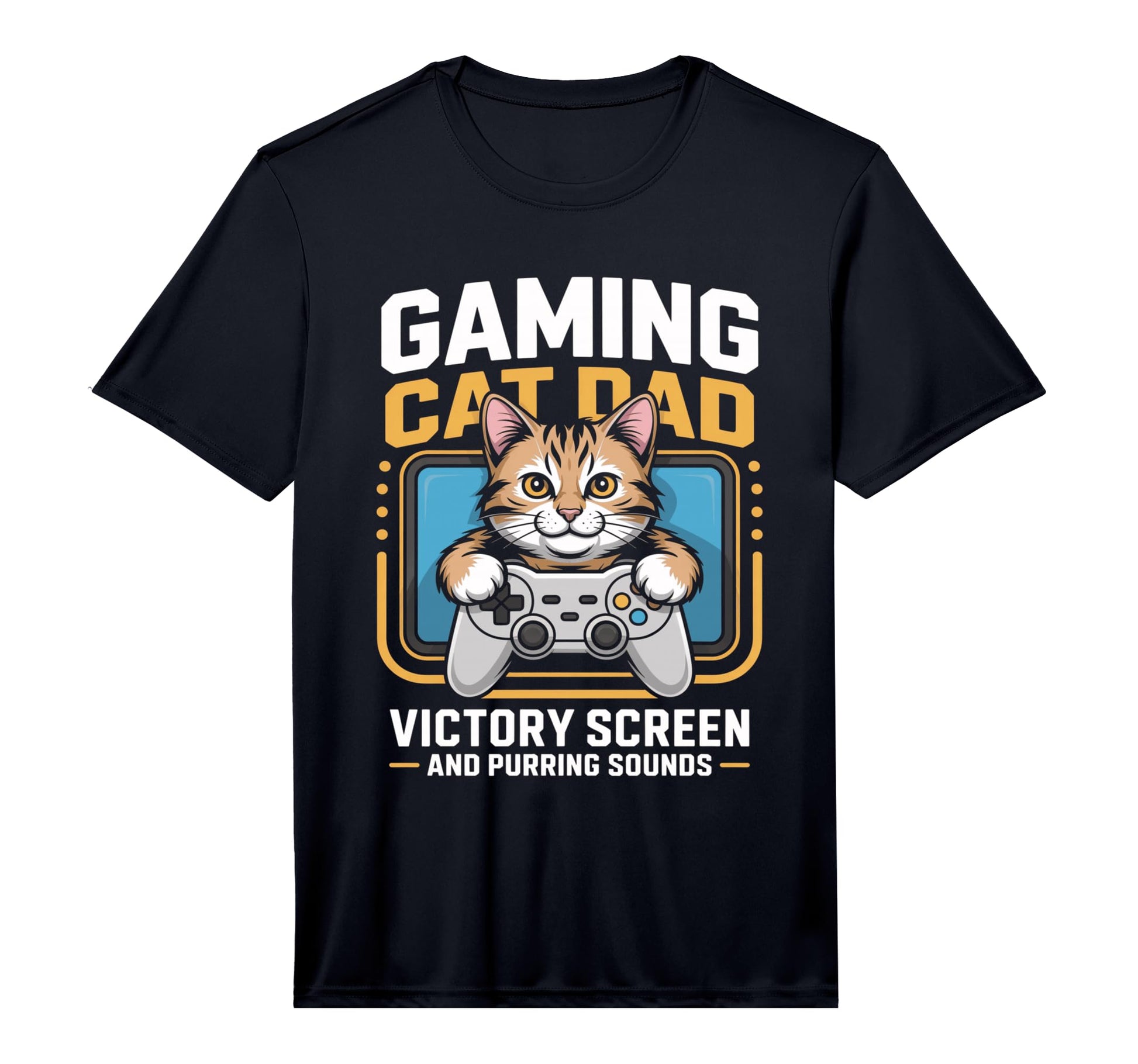 Mens Gaming Cat Dad Victory Screen And T-Shirt - Minimalist Print Unisex - T-Shirt, Sweatshirt, Hoodie