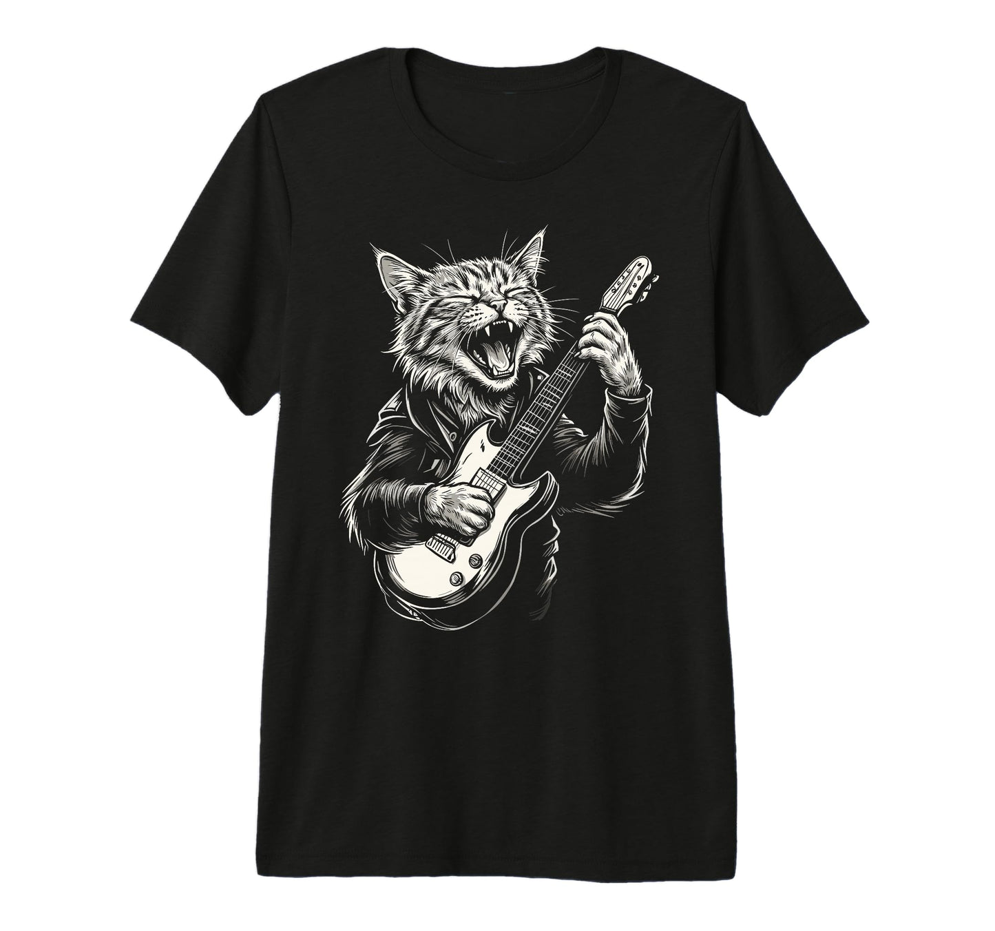 Funny Cat Playing Guitar Heavy Metal T-Shirt - Aesthetic Graphic Men Women - T-Shirt, Sweatshirt, Hoodie