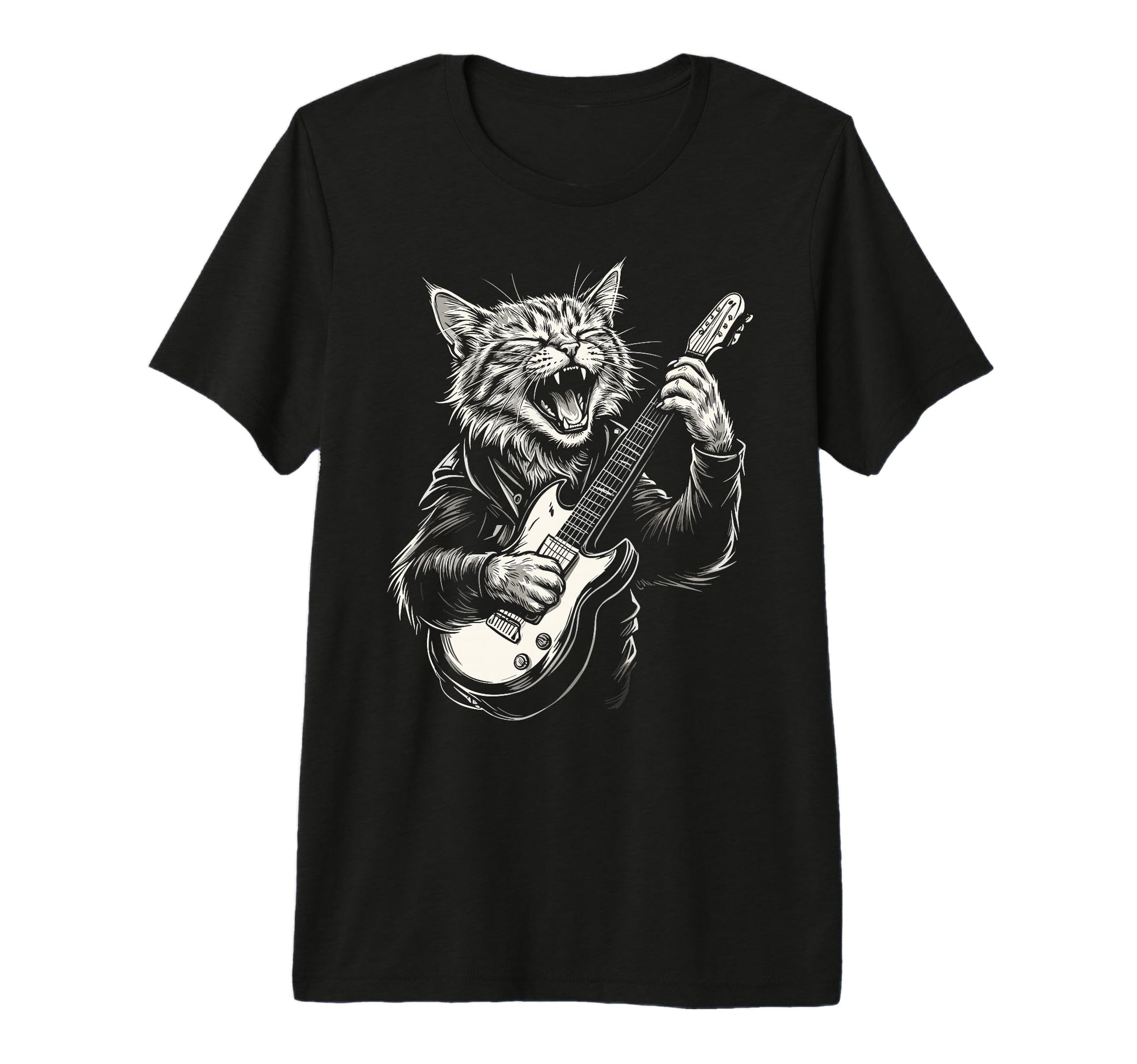 Funny Cat Playing Guitar Heavy Metal T-Shirt - Aesthetic Graphic Men Women - T-Shirt, Sweatshirt, Hoodie