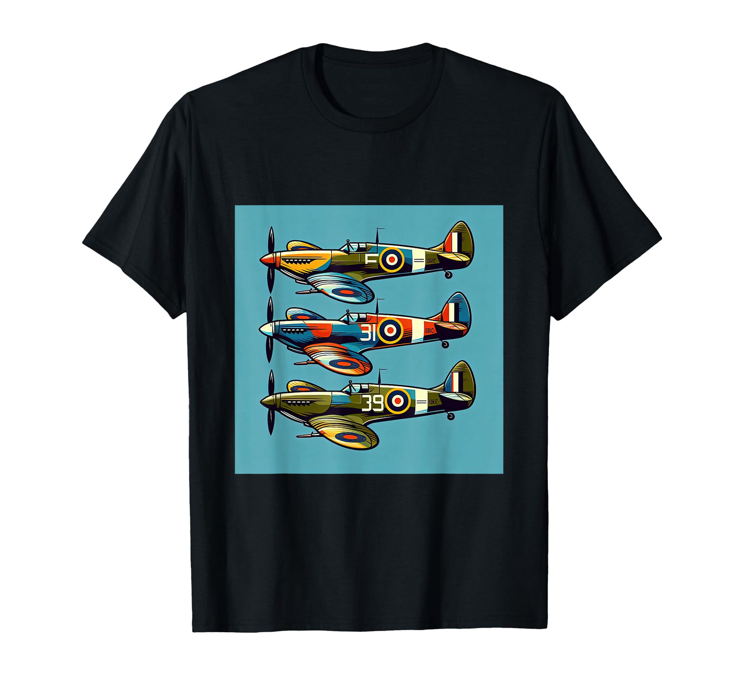 Ww2 Spitfire Raf Warplane Rainbow Colors T-Shirt - Graphic Print Unisex - T-Shirt, Sweatshirt, Hoodie