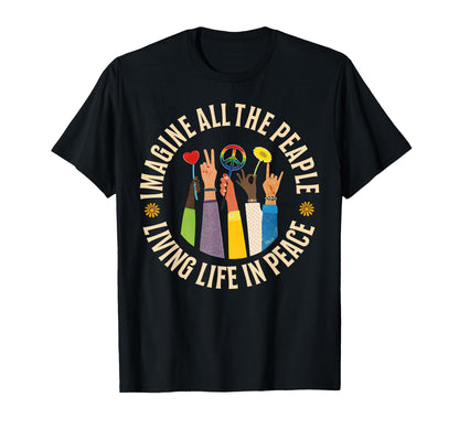 Peace Flower Imagine All People Boho T-Shirt - Streetwear Style Unisex - T-Shirt, Sweatshirt, Hoodie