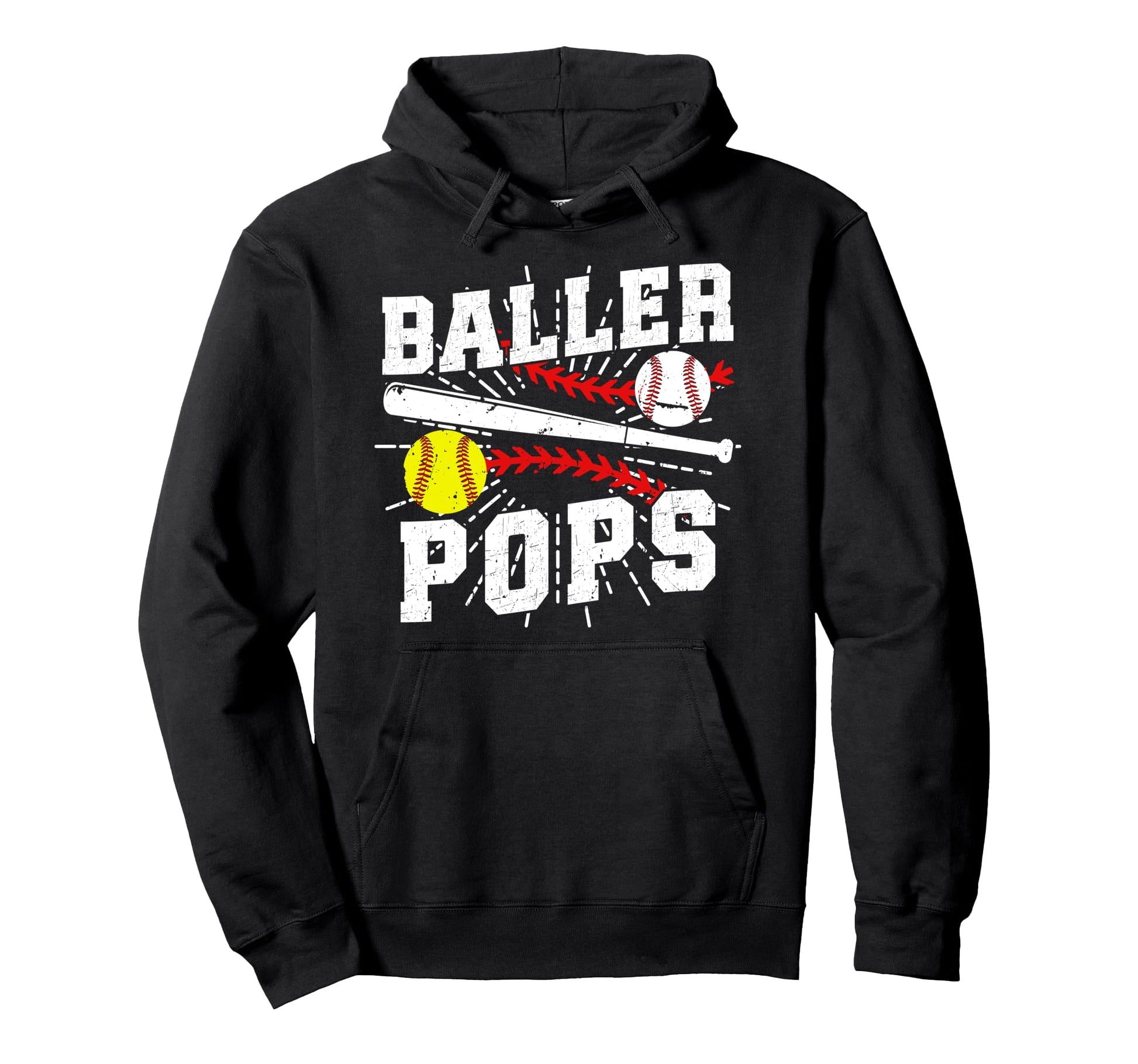Baller Pops Proud Softball Baseball Hoodie - Aesthetic Graphic for Adults - T-Shirt, Sweatshirt, Hoodie