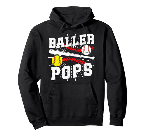 Baller Pops Proud Softball Baseball Hoodie - Aesthetic Graphic for Adults - T-Shirt, Sweatshirt, Hoodie