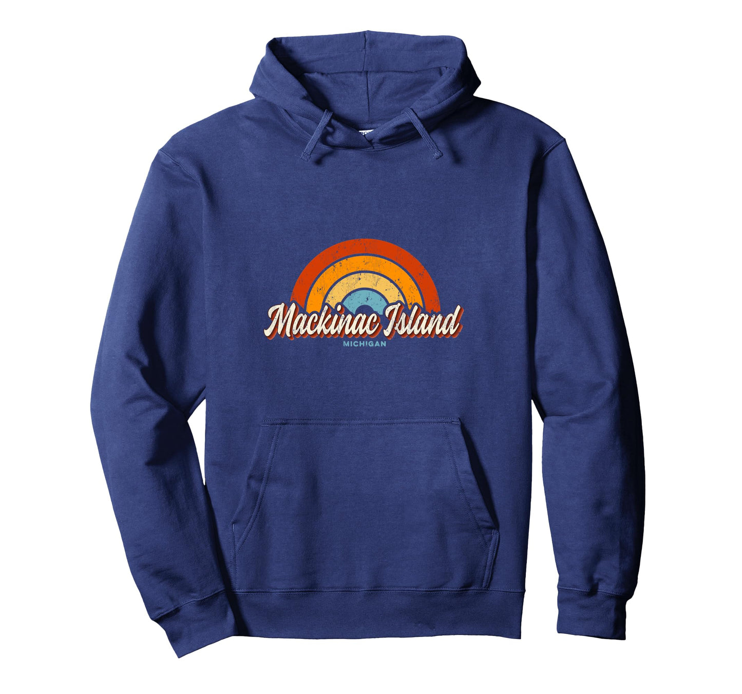 Mackinac Island Michigan Mi Rainbow 70S Hoodie - Novelty Apparel Unisex - T-Shirt, Sweatshirt, Hoodie
