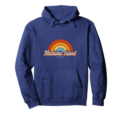 Mackinac Island Michigan Mi Rainbow 70S Hoodie - Novelty Apparel Unisex - T-Shirt, Sweatshirt, Hoodie