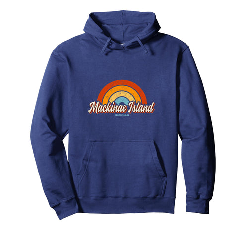 Mackinac Island Michigan Mi Rainbow 70S Hoodie - Novelty Apparel Unisex - T-Shirt, Sweatshirt, Hoodie