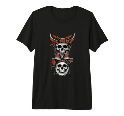 Skull Drum Set Rock Music Drummer T-Shirt - Fun Novelty Design for Adults - T-Shirt, Sweatshirt, Hoodie