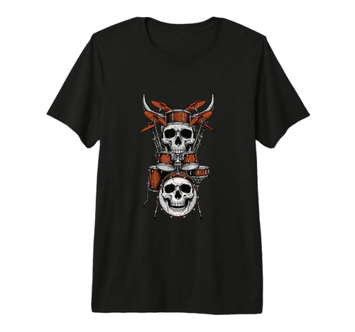 Skull Drum Set Rock Music Drummer T-Shirt - Fun Novelty Design for Adults - T-Shirt, Sweatshirt, Hoodie
