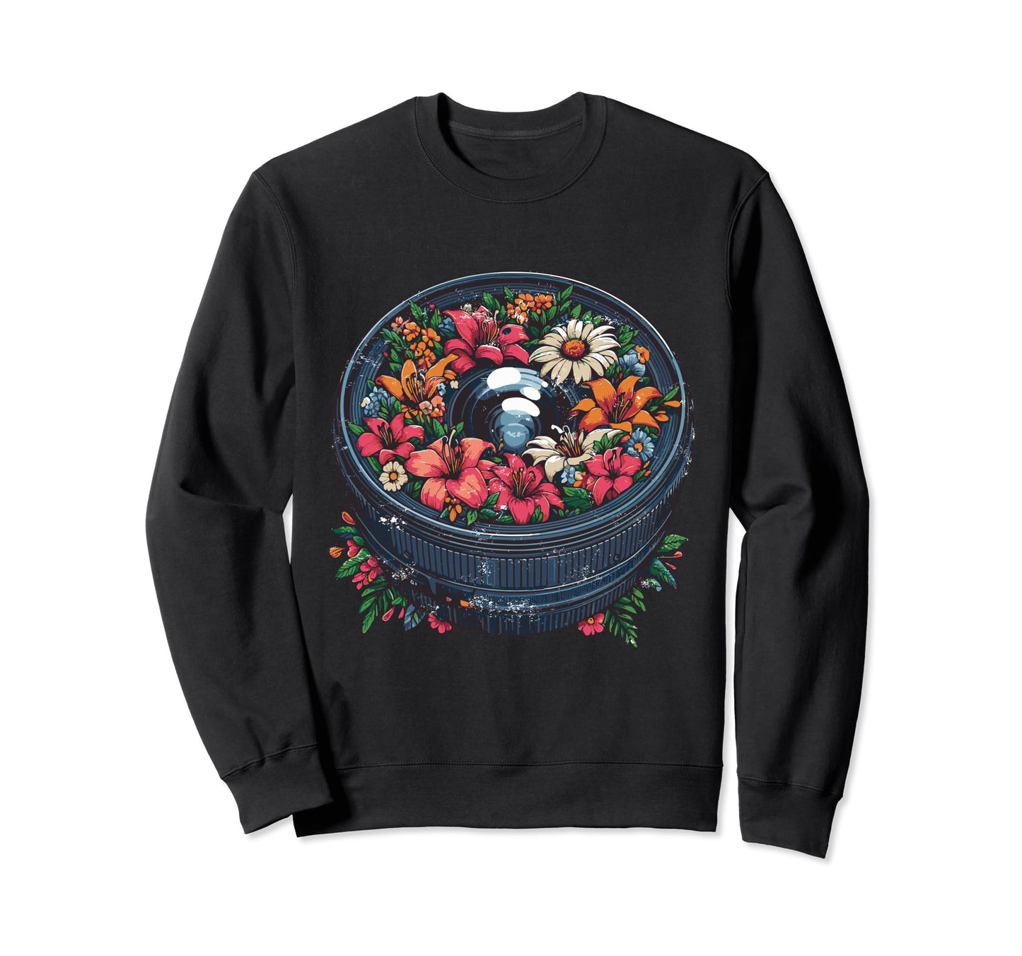 Floral Lens Music And Flower Sweatshirt - Custom Art Print for Adults - T-Shirt, Sweatshirt, Hoodie