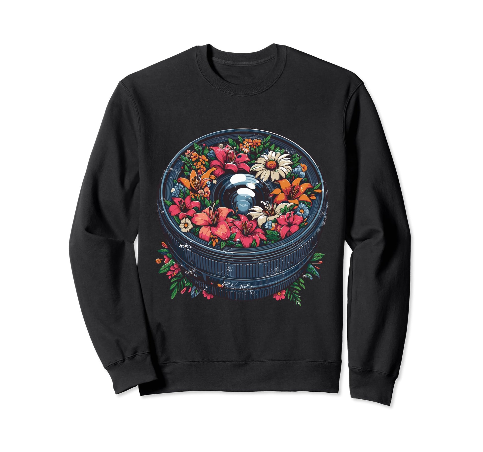 Floral Lens Music And Flower Sweatshirt - Custom Art Print for Adults - T-Shirt, Sweatshirt, Hoodie