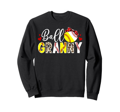 Ball Granny Leopard Softball Sweatshirt - Unique Graphic Men Women - T-Shirt, Sweatshirt, Hoodie