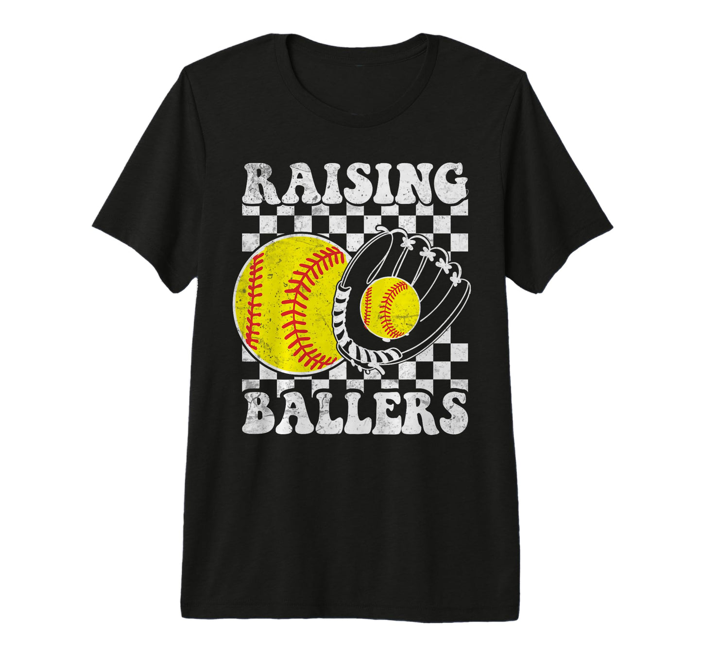 Raising Ballers Funny Mom Softball Tri T-Shirt - Trendy Graphic for Adults - T-Shirt, Sweatshirt, Hoodie