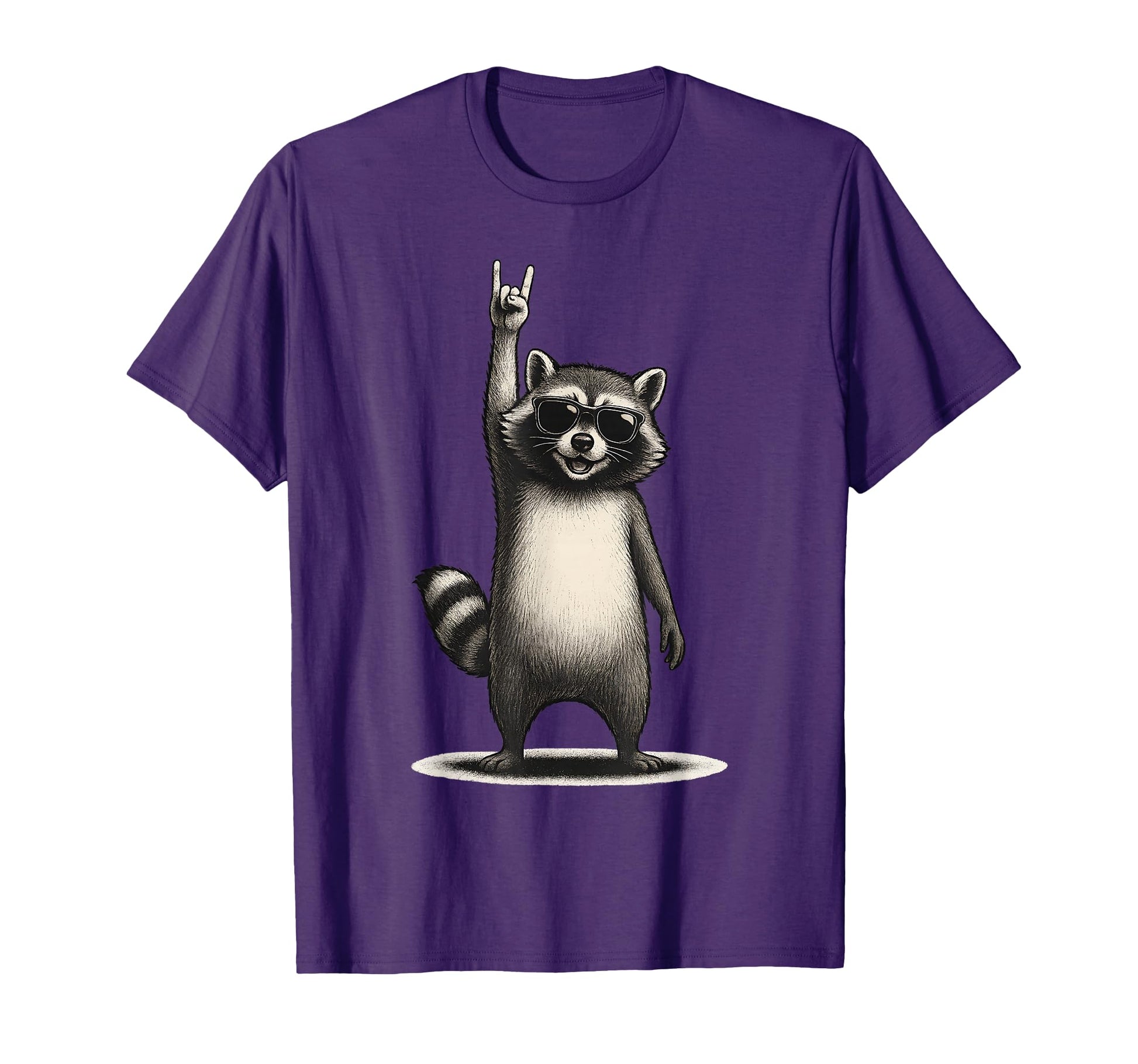Raccoon Hand Rock Rocker Rock Music T-Shirt - Graphic Print Men Women - T-Shirt, Sweatshirt, Hoodie
