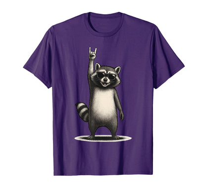 Raccoon Hand Rock Rocker Rock Music T-Shirt - Graphic Print Men Women - T-Shirt, Sweatshirt, Hoodie