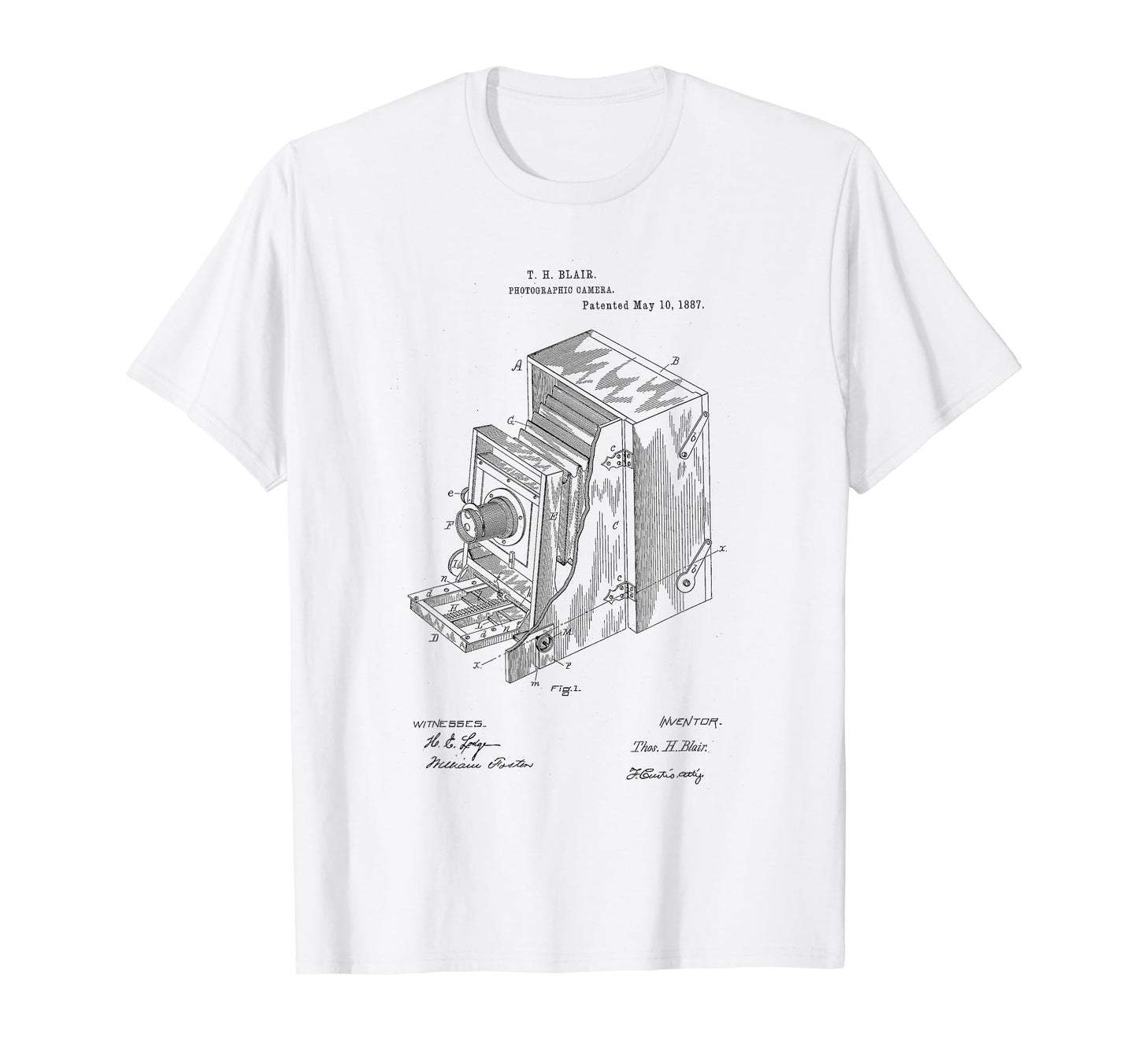 Photography Camera Patent Hand Drawing T-Shirt - Graphic Print Unisex - T-Shirt, Sweatshirt, Hoodie