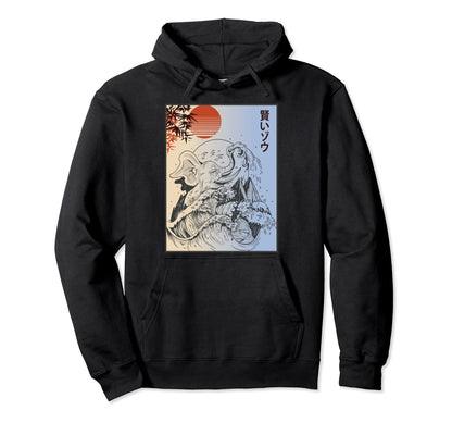 Vaporwave Aesthetic Elephant Surfing Hoodie - Custom Art Print Unisex - T-Shirt, Sweatshirt, Hoodie
