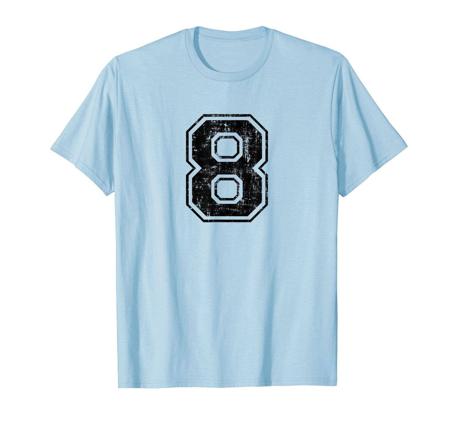 Number 8 Eight Varsity Distressed T-Shirt - Custom Art Print Men Women - T-Shirt, Sweatshirt, Hoodie