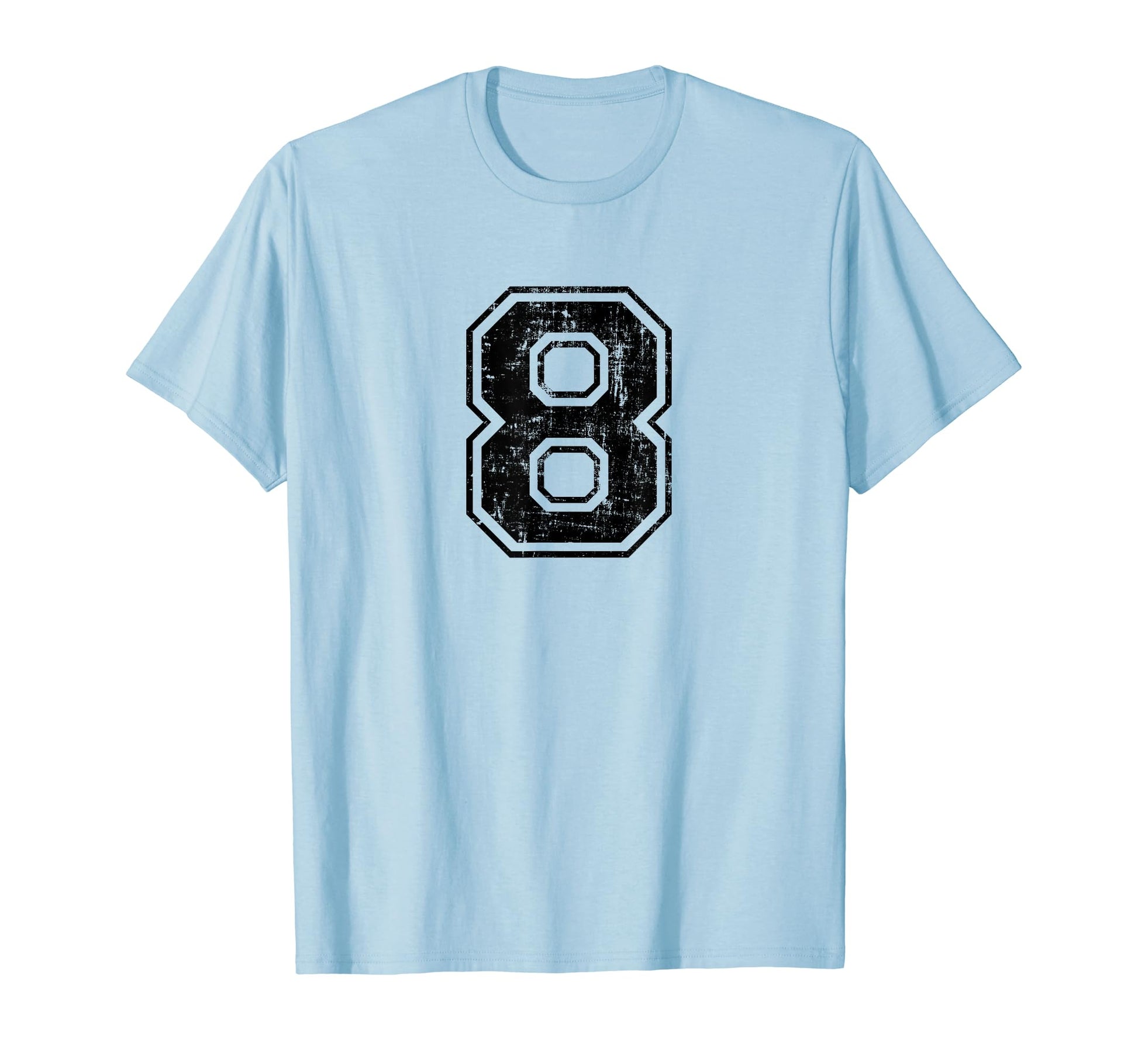 Number 8 Eight Varsity Distressed T-Shirt - Custom Art Print Men Women - T-Shirt, Sweatshirt, Hoodie
