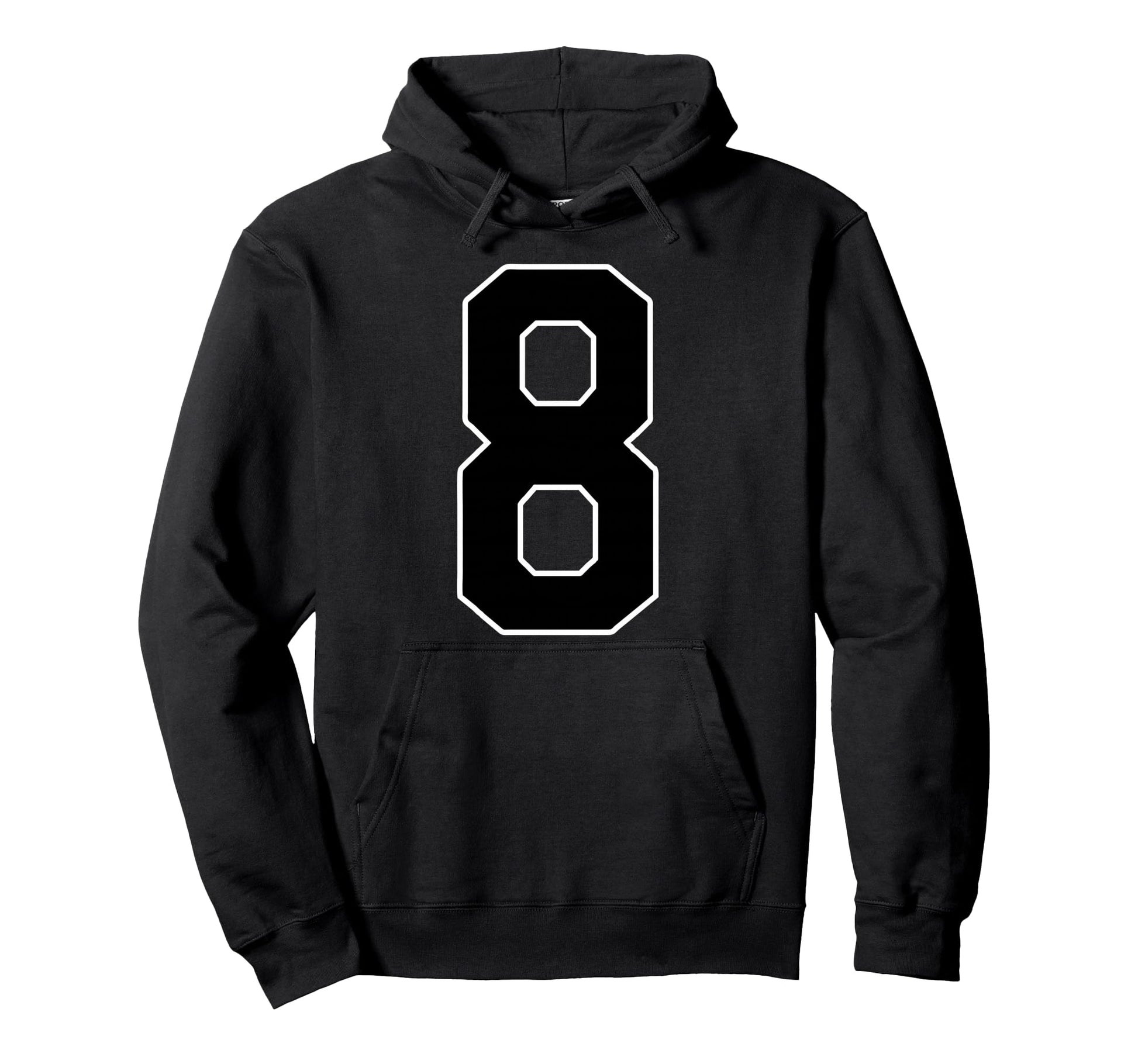 Black Sports Team Number 8 Fan Hoodie - Custom Art Print Men Women - T-Shirt, Sweatshirt, Hoodie