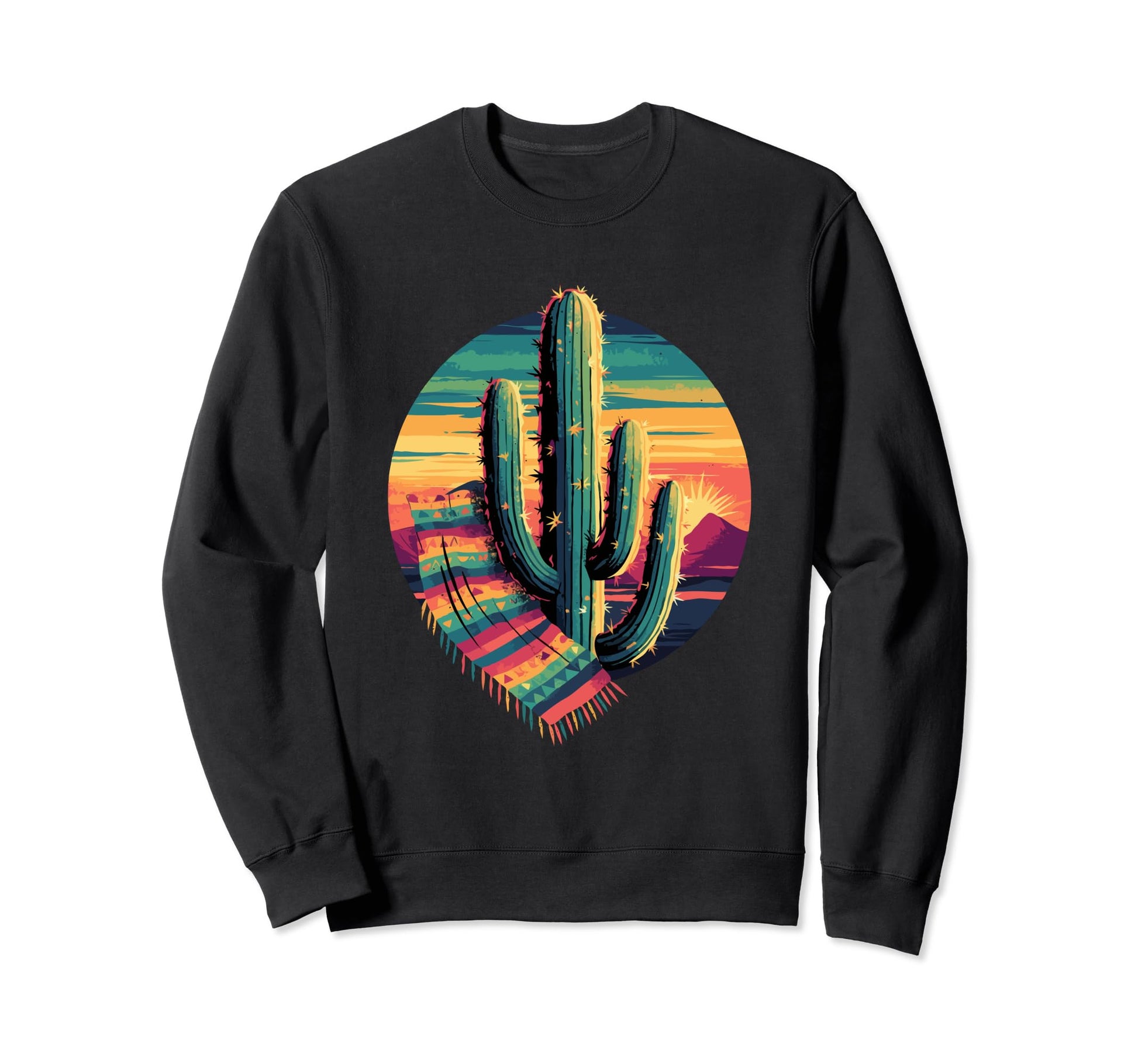 Cactus Serape Succulent Plant Cacti Sweatshirt - Unique Graphic Unisex - T-Shirt, Sweatshirt, Hoodie
