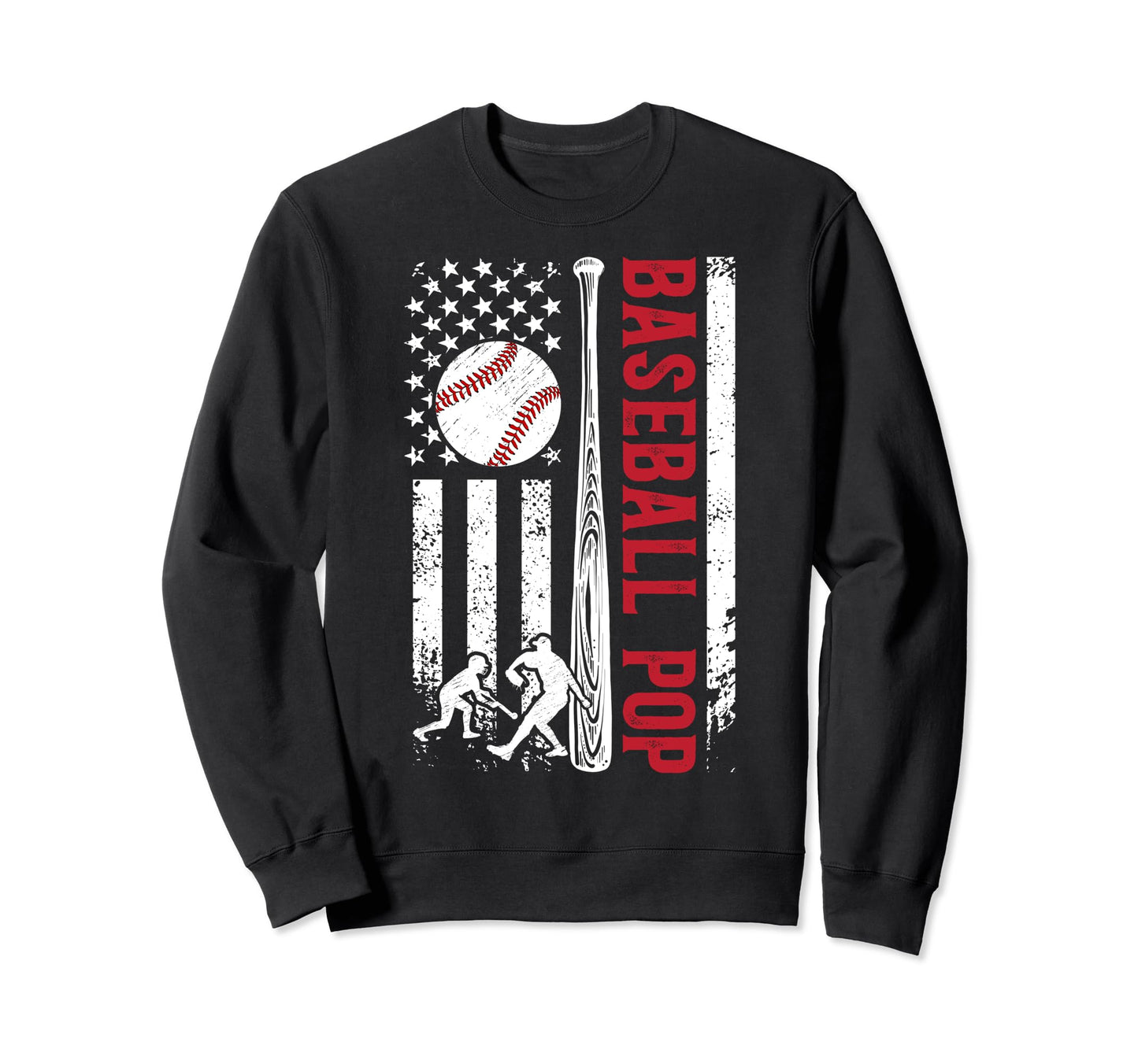 Baseball Pop Grandpa Us Flag Pop Sweatshirt - Fun Novelty Design Men Women - T-Shirt, Sweatshirt, Hoodie