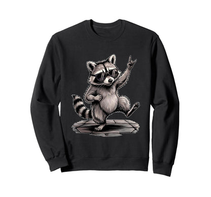 Funny Raccoon Rockin Music Meme Sweatshirt - Minimalist Print Unisex - T-Shirt, Sweatshirt, Hoodie