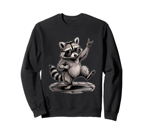 Funny Raccoon Rockin Music Meme Sweatshirt - Minimalist Print Unisex - T-Shirt, Sweatshirt, Hoodie