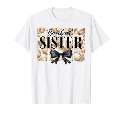 Baseball Sister Coquette Bow Game Day T-Shirt - Minimalist Print Unisex - T-Shirt, Sweatshirt, Hoodie