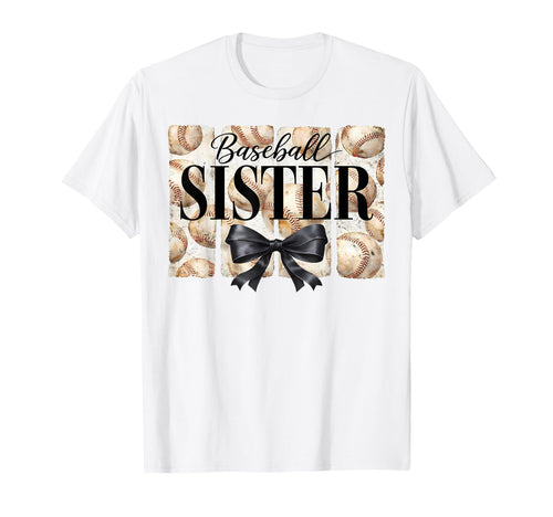 Baseball Sister Coquette Bow Game Day T-Shirt - Minimalist Print Unisex - T-Shirt, Sweatshirt, Hoodie
