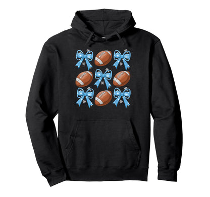 Bow Football Coquette Football Mom Gameday Hoodie - Graphic Print Men Women - T-Shirt, Sweatshirt, Hoodie