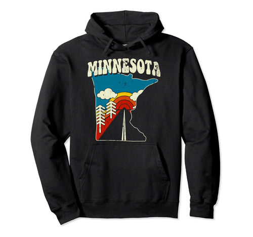 Minnesota State Rainbow Hippie 70S Map Hoodie - Custom Art Print Unisex - T-Shirt, Sweatshirt, Hoodie