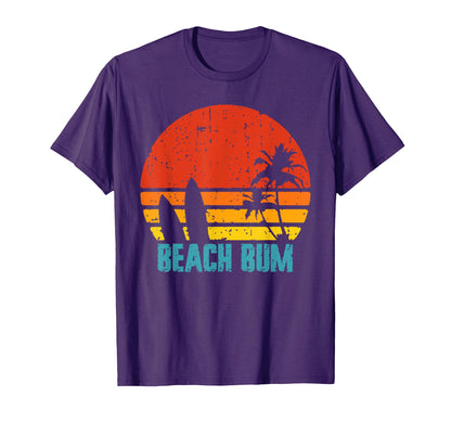 Distressed Sunset Surfboard Beach Bum T-Shirt - Streetwear Style Unisex - T-Shirt, Sweatshirt, Hoodie