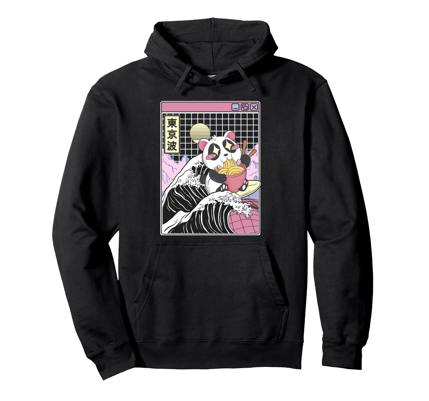 Panda Bear Ramen Japanese Wave Vaporwave Hoodie - Streetwear Style Unisex - T-Shirt, Sweatshirt, Hoodie