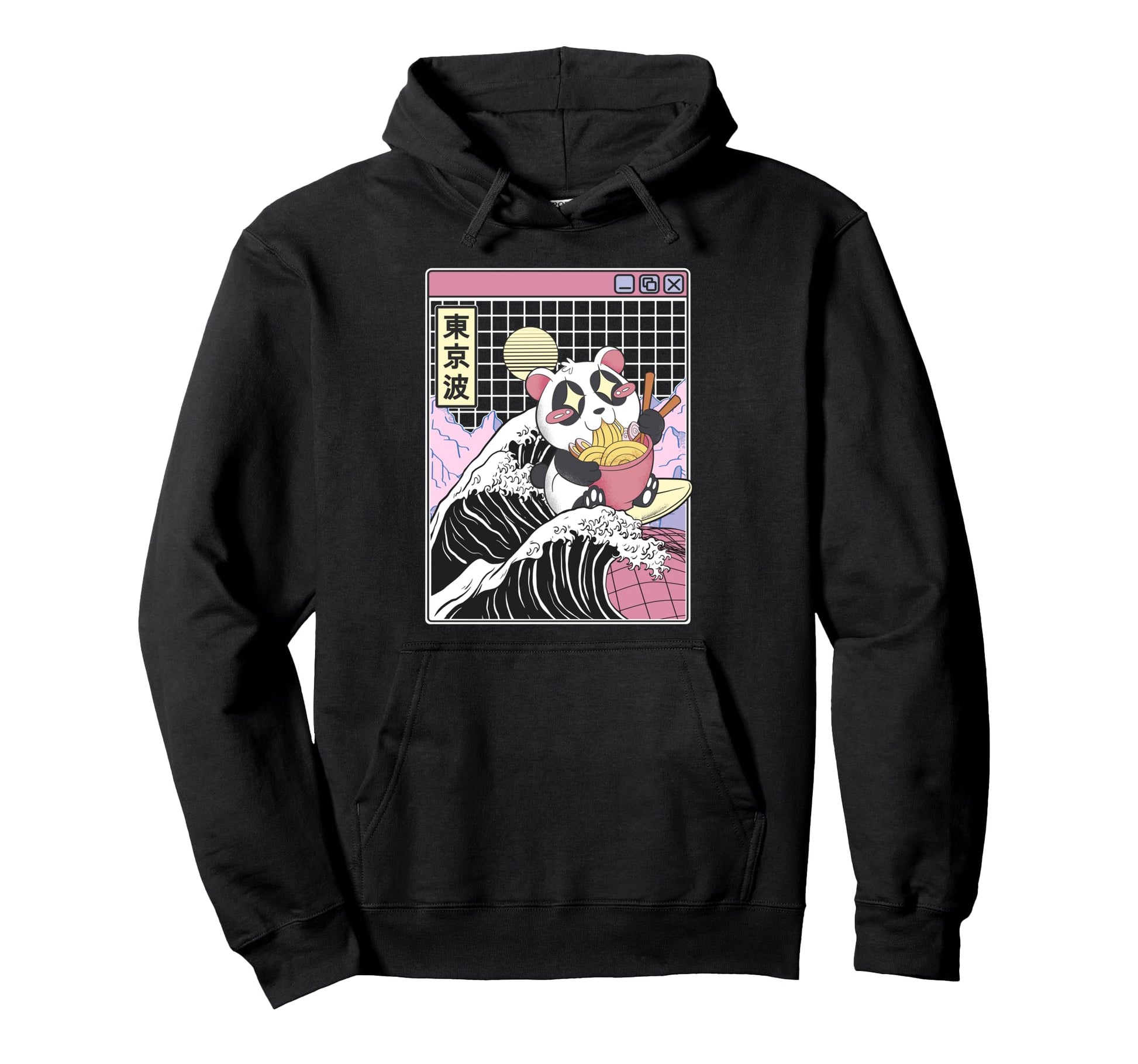 Panda Bear Ramen Japanese Wave Vaporwave Hoodie - Streetwear Style Unisex - T-Shirt, Sweatshirt, Hoodie