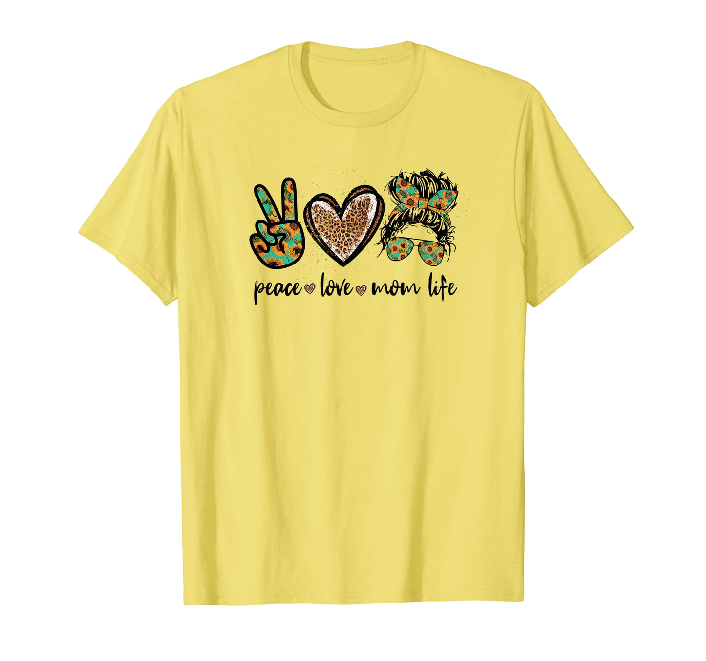 Messy Bun Mom Leopard Sunflower T-Shirt - Casual Everyday Wear for Adults - T-Shirt, Sweatshirt, Hoodie