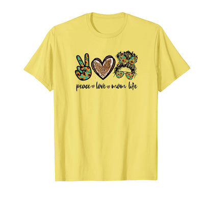 Messy Bun Mom Leopard Sunflower T-Shirt - Casual Everyday Wear for Adults - T-Shirt, Sweatshirt, Hoodie