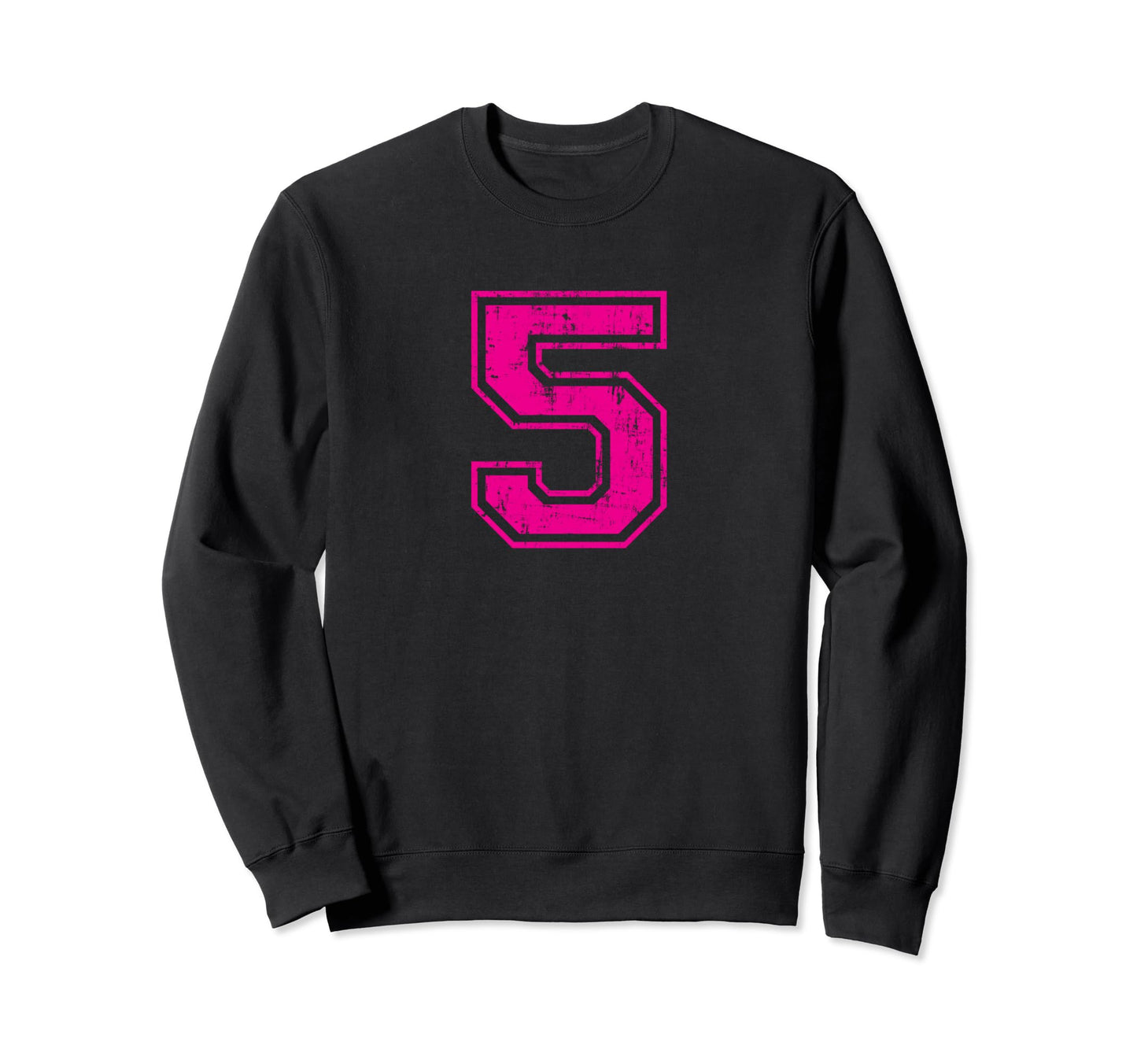 Number 5 Five Varsity Distressed Sweatshirt - Minimalist Print Men Women - T-Shirt, Sweatshirt, Hoodie
